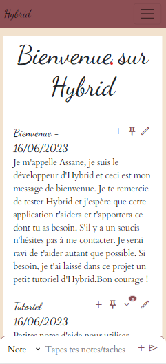 Projet d'accueil 'Bienvenue sur Hybrid'